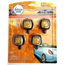 Febreze Hawaiian Aloha Car Vent Clip Air Freshener, 0.06 oz, 4 Pack