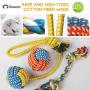 Peteast-3 Squeaky Toys and 3 Rope Dog Toys, No Stuffing Squeaky Plush Fox Raccoon Squirrel, Puppy Chew Teething Rope Toys Set for S/M/L Dogs Pets Animals