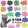 YMCCOOL 100pcs Cat Nail Caps/Tips Pet Cat Kitty Soft Claws Covers Control Paws of 10 Nails Caps and 5Pcs Adhesive Glue 5 Applicator with Instruction