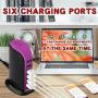 Quick Charge 3.0 USB Wall Charger 6 Ports Desktop QC 3.0 USB Hub Charging Station,Travel Charger Fast Charging Compatible with Phone, Tablets,Smartphones and More(Black +Rose Red