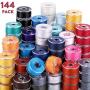 144 Pieces Prewound Bobbins Sewing Thread Bobbins Compatible with Brother/Babylock/Janome/Elna/Singer Embroidery Machine, Size A (24 Colors)