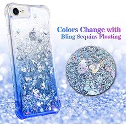 Ruky iPhone 6 6S 7 8 Case, iPhone SE 2020 Case, Gradient Quicksand Series Glitter Bling Flowing Liquid Floating Soft TPU Protective Girls Women Case for iPhone 6/6s/7/8/SE 2020 4.7", Gradient Azure