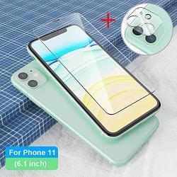 [6 Pack] AUDON 3 Pack Screen Protector Tempered Glass for iPhone 11 +3 Pack Camera Lens Protector Tempered Glass for iPhone 11 (6.1"), 3D Edge Anti Scratch Bubble Free HD Clear