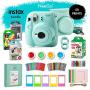 Fujifilm Instax Mini 9 Instant Camera Bundle-Deluxe Kit with NeeGo Case & Accessories + 4 Fun Film Packs–Rainbow, Stained Glass, Monochrome & White 50 Exposures for Instant Creative Photos-Ice Blue