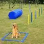 PawHut 4PC Obstacle Dog Agility Training Course Kit Backyard Competitive Equipment- Blue/Yellow