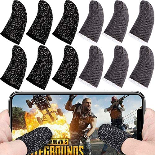 Finger Sleeves for Gaming, [12 Pack] Mobile Game Controller Finger Sleeve Sets Finger Cot Smooth Thin Anti-Sweat Breathable for Mobile Games, Compatible with iPhone/iPad/Android Phone and Tablet