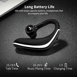 TechKen Bluetooth Headset, Newest BT5.0 Ear Piece Wireless Driving | Office | Business Headsets Compatible with iPhone, Android, and Other Leading Smartphones