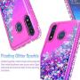 STARSHOP- Moto E 2020 Case, Motorola Moto E 2020 Phone Case, [NOT FIT E2/E4/E5] with [Tempered Glass Protector Included] Liquid Floating Glitter Quicksand Bling with Spot Diamond Cover - Pink/Purple