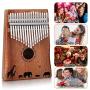 Kalimba, FIXM 17 Keys Thumb Piano with Protective Case and Study Instruction Tuning Hammer, Portable and Easy to Operate, Perfect Gifts for Beginners and Professionals