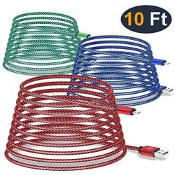 USB C Cable, UNISAME 3 Pack 10Ft Heavy Duty Bold Braided USB Type C USB Fast Charging Cable for Galaxy S20 Ultra S20+ S10 S10+ S10e S9 S8 Note 10 9 8 LG G7 G6 V40 V35 Oneplus 6T 7