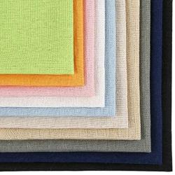 Caydo 10 Pieces 10 Colors Linen Needlework Fabric for for Garments Crafts, Upholstery Flower Pot Decoration, 9.8 inch by 9.8 Inch