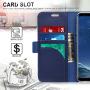 FYY [Genuine Leather Wallet Case for Samsung Galaxy S8+ Plus 2017, Handmade Flip Folio Wallet Case with Kickstand Card Slots Magnetic Closure for Samsung Galaxy S8+ Plus 2017 Navy Blue