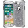 iPhone 8 Plus Case, iPhone 7 Plus Case, Hython Heavy Duty Defender Protective Case Bling Glitter Sparkle Hard Shell Armor Hybrid Shockproof Rubber Bumper Cover for iPhone 7 Plus and 8 Plus, Gray