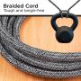 Cordinate 2 Outlet, 2 USB Extension Cord with Surge Protector, Extra Long 10ft. Cable, 2.4A Fast Charger, Designer Fabric Cord, Right Angle Flat Plug, Grounded, 43668, Black/Dark Heather