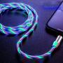 LED Flowing Magnetic Charger Colorful Cable Light Up Candy Moving Party Shining Charger Phone Charging Cable Magnetic Streamer Absorption USB Snap Quick Connect 3 in 1 USB Cable