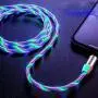 LED Flowing Magnetic Charger Colorful Cable Light Up Candy Moving Party Shining Charger Phone Charging Cable Magnetic Streamer Absorption USB Snap Quick Connect 3 in 1 USB Cable