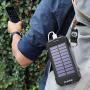 Solar Power Bank, Qi Portable Charger 10,000mAh External Battery Pack Type C Input Port Dual Flashlight, Compass, Solar Panel Charging(Black)