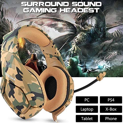 K1 Headset Bass Gaming Headphones Game Earphones Casque with Mic for PC Mobile Phone for PS4 One Table d35