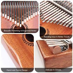 Kalimba 17 Keys Thumb Piano, Easy to Learn Portable Musical Instrument Gifts for Kids Adult Beginners with Tuning Hammer and Study Instruction. Known as Mbira, Wood Finger Piano