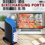 Quick Charge 3.0 USB Wall Charger 6 Ports QC 3.0 Desktop USB Hub Charging Station,Travel Charger Fast Charging Compatible with Phones,Tablets,Smartphones and More(Balck +Blue)