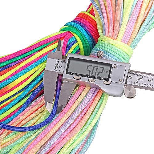 BOROLA 7 Strand Paracord Rope,Colorful Rainbow Cord,101 Feet