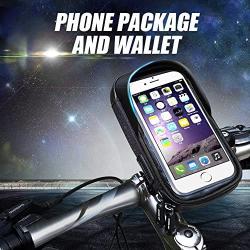 Bike Handlebar Bag, MOOZO Universal Waterproof Cell Phone Pouch Bicycle & Motorcycle Handlebar Phone Mount Holder Cradle with 360 Rotate for iPhone XS MAX XR X 8 7 6S Plus Samsung Smartphone up to 6