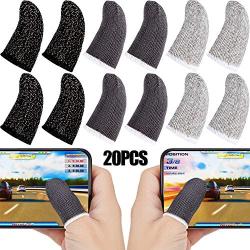 Gaming Finger Sleeve Touchscreen Finger Sleeve Anti-Sweat Breathable Touchscreen Finger Sleeve for Mobile Phone Games (Black White Grey, 20 Pieces)