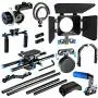 Neewer Film Movie Video Making System Kit for Canon Nikon Sony and Other DSLR Cameras Video Camcorders, includes: C-shaped Bracket,Handle Grip,15mm Rod,Matte Box,Follow Focus,Shoulder Rig (Blue+Black)