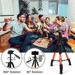 Torjim 60” Camera Tripod with Carry Bag, Lightweight Travel Aluminum Professional Tripod Stand (5kg/11lb Load) with Bluetooth Remote for DSLR SLR Cameras Compatible with iPhone & Android Phone-Orange