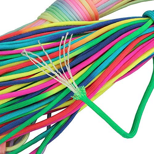 BOROLA 7 Strand Paracord Rope,Colorful Rainbow Cord,101 Feet