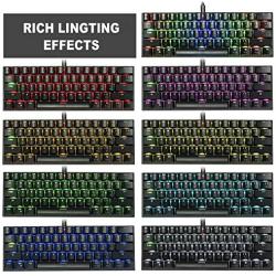 60% Bluetooth Mechanical Gaming Keyboard, RGB Backlit Bluetooth Wired/Wireless LED Computer MAC Keyboard Blue Switches 100% Anti-Ghosting Keyboard for Multi-Device Phone Android Mobile PC Laptop