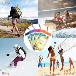 F-color Waterproof Case, 4 Pack Transparent PVC Waterproof Phone Pouch Dry Bag for Swimming, Boating, Fishing, Skiing, Rafting, Protect iPhone X 8 7 6S Plus SE, Galaxy S6 S7, LG G5 and More