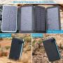 Tranmix Solar Charger 25000mAh Power Bank with 4 Solar Panels Waterproof Battery Pack Phone Charger with Flashlight for iPhone, Samsung and Tablets