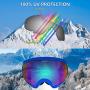 motoeye Ski Goggles - Over Glasses Design Snow/Snowboard Goggle for Men,Women & Youth (100% UV Protection + Long-time Anti-Fog + Mirrored)