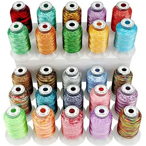 New brothread 25 Colors Variegated Polyester Embroidery Machine Thread Kit 500M (550Y) Each Spool for Brother Janome Babylock Singer Pfaff Bernina Husqvaran Embroidery and Sewing Machines New brothread 25 Colors Variegated Polyester Embroidery Machine Thread Kit 500M (550Y) Each Spool for Brother Janome Babylock Singer Pfaff Bernina Husqvaran Embroidery and Sewing Machines