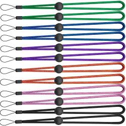 YOUOWO 12 Pack Nylon Wrist Lanyard Adjustable Length for Flashlight Wallet USB Flash Drive Hand Strap for Cell Phone Charms Key ID Card Badge Holder Black Pink Green Blue Purple Orange