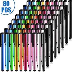 80 Pieces Stylus Pens Capacitive Slim Stylus Pens Universal Touch Screen Pens for Most Devices with Capacitive Touch Screen, Compatible with iPhone, iPad, Tablet (10 Colors)