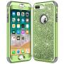 iPhone 8 Plus Case, iPhone 7 Plus Case, Hython Heavy Duty Defender Protective Case Bling Glitter Sparkle Hard Shell Armor Hybrid Shockproof Rubber Bumper Cover for iPhone 7 Plus and 8 Plus, Green