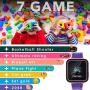 Kids Game Smart Watch for Boys Girls SmartWatch Phone with 7 Intelligent Games 8GB Micro SD Card SOS Alarm Timer 12/24 Hr Music MP3 Player for 4-12 Years Old Students Children Birthday Gift (1.Pink)