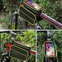 MUMA Waterproof Bike Pouch Bag, Bike Frame Bag Cycling Front Top Tube Storage Bag with Headphone Hole,for Smartphone Below 6.2 Inch