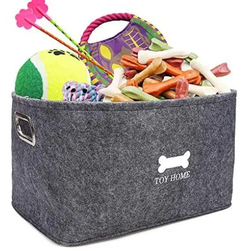 GZDDG Dog Toys Storage Bins, Foldable Pet Storage Basket Felt Storage Box Children Toy Storage Organizer, Home Office Storage Container, Storage Case for Clothes, Towels, Magazine