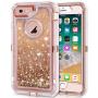 Anuck iPhone 6S Case, iPhone 6 Case, 3 in 1 Hybrid Heavy Duty Defender Case Sparkly Floating Liquid Glitter Protective Hard Shell Shockproof TPU Cover for Apple iPhone 6 /iPhone 6S 4.7" - Rose Gold