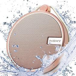 INSMY Portable IPX7 Waterproof Bluetooth Speaker, Wireless Outdoor Speaker Shower Speaker, with HD Sound, Support TF Card, Suction Cup, 12H Playtime, for Kayaking, Boating, Hiking (Cashmere Pink)