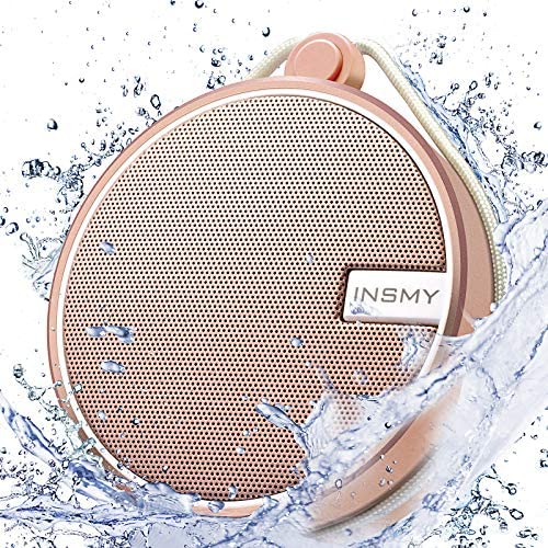 INSMY Portable IPX7 Waterproof Bluetooth Speaker, Wireless Outdoor Speaker Shower Speaker, with HD Sound, Support TF Card, Suction Cup, 12H Playtime, for Kayaking, Boating, Hiking (Cashmere Pink)