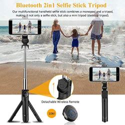 Selfie Stick, BAVNCO Compact Extendable Bluetooth Selfie Stick Tripod Stand with Detachable Wireless Remote for iPhone 11 MAX XR X 8 7 6S Plus/Samsung Galaxy S10 S9 S8 Plus Note 10 8/ LG More Android