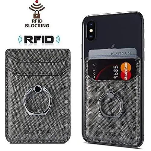 Phone Card Holder with Ring Grip for Back of Phone,Adhesive Stick-on Credit Card Wallet Pocket for iPhone,Android and Smartphones (Metal) Phone Card Holder with Ring Grip for Back of Phone,Adhesive Stick-on Credit Card Wallet Pocket for iPhone,Android and Smartphones (Metal)