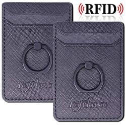 Toydoooco Phone Card Holder with Phone Ring Grip, Adhesive Wallet Cell Phone Pocket Credit Card ID Case for Back of Phone,3M Sticker, Stick-on,Card Sleeve for iPhone,Samsung, Smartphones- Black