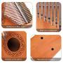 Kalimba17 Keys Thumb Piano with Tune Hammer Kalimba for Family Party Solid Mahogany Wood Portable Finger Piano African Wood Mbira Sanza Musical Instrument Gifts for Kids Adult Beginners