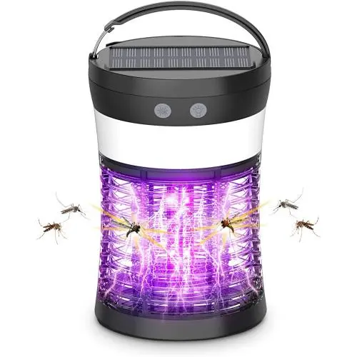 Solar Powered Bug Zapper, 3-in-1 Electric Mosquito Killer and Camp Lantern, Portable Mosquito Zapper for Outdoor & Indoor, Waterproof Rechargeable Insect Fly Trap Attractant for Camping Patio Bedroom Solar Powered Bug Zapper, 3-in-1 Electric Mosquito Killer and Camp Lantern, Portable Mosquito Zapper for Outdoor & Indoor, Waterproof Rechargeable Insect Fly Trap Attractant for Camping Patio Bedroom