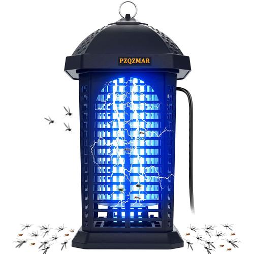 pzqzmar Electric Insect Killer Bug Zapper, Powerful 4000V Mosquito Zappers lamp Flying Trap UV Light for Indoor Outdoor (Black)